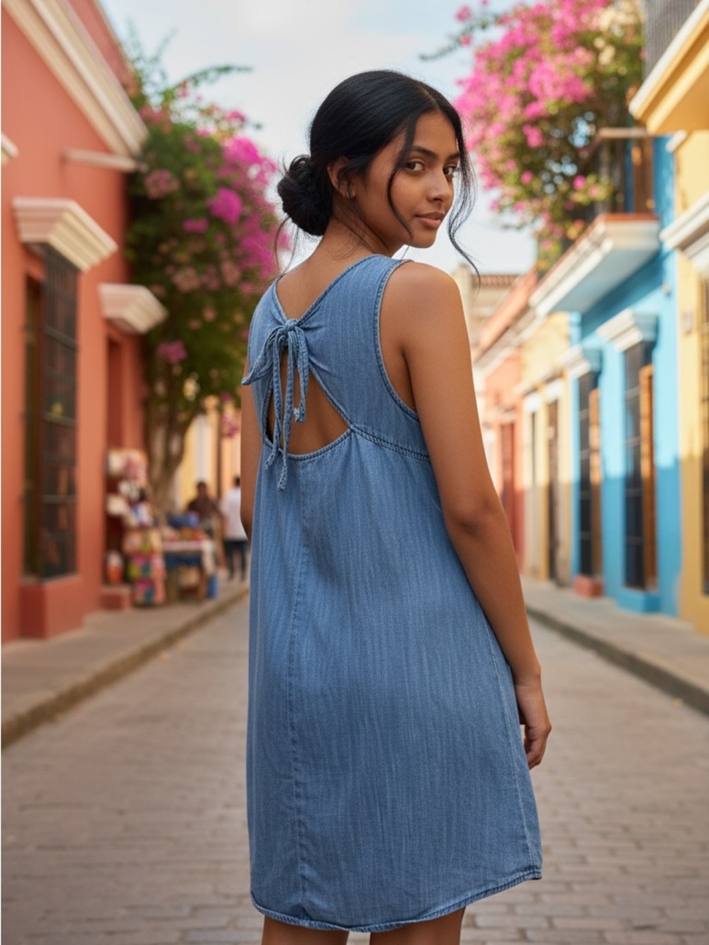 Universal Thread denim open back dress xs